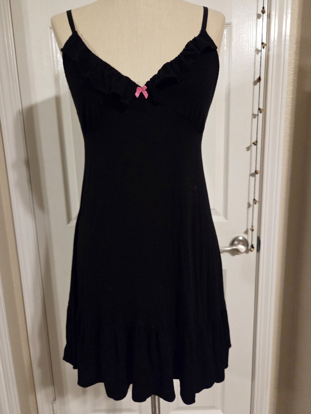 Aeropostale Black Ruffle Slip Dress with Pink Bow